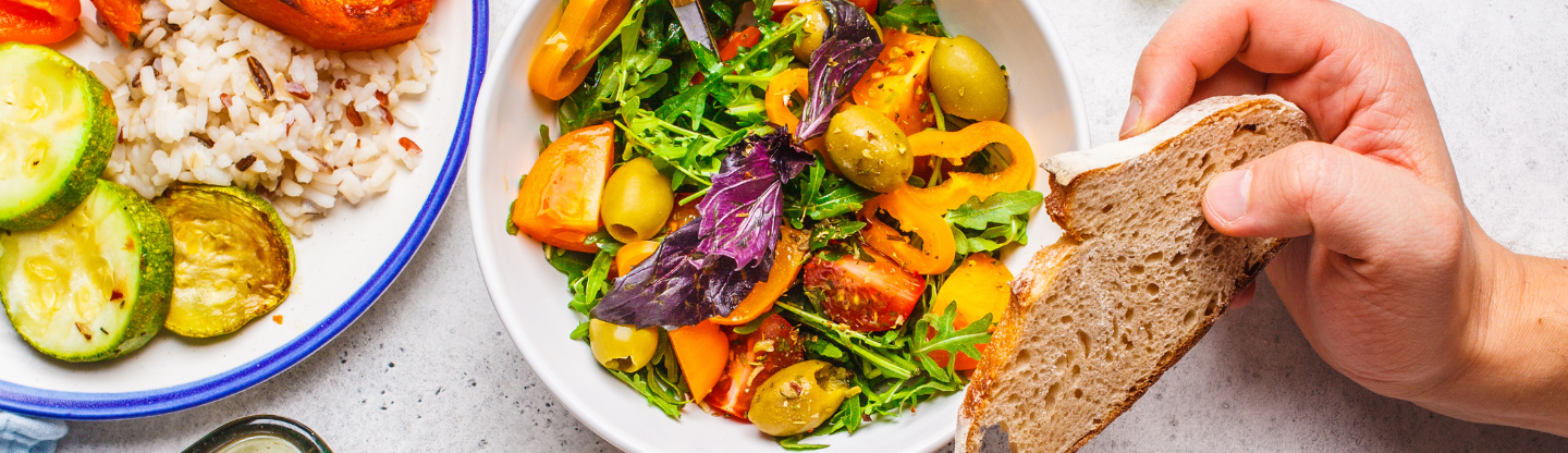 Plates of healthy food