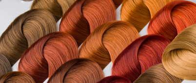 Examples of hair colors on display