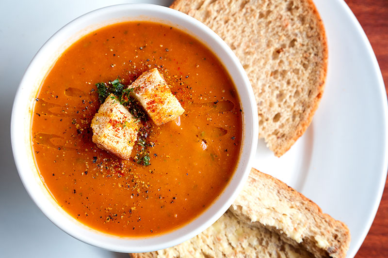 Tomato Soup with a Bread Roll