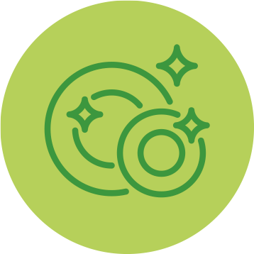A green icon showing plates with stars depicting their cleanliness