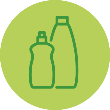 A green icon showing bottles of laundry detergent