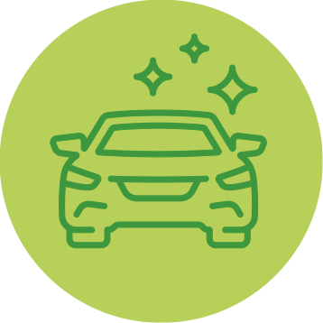 An icon showing a green car with stars above it depicting it being shiny