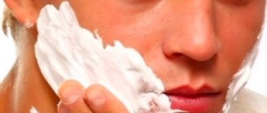 Man rubbing on shaving cream