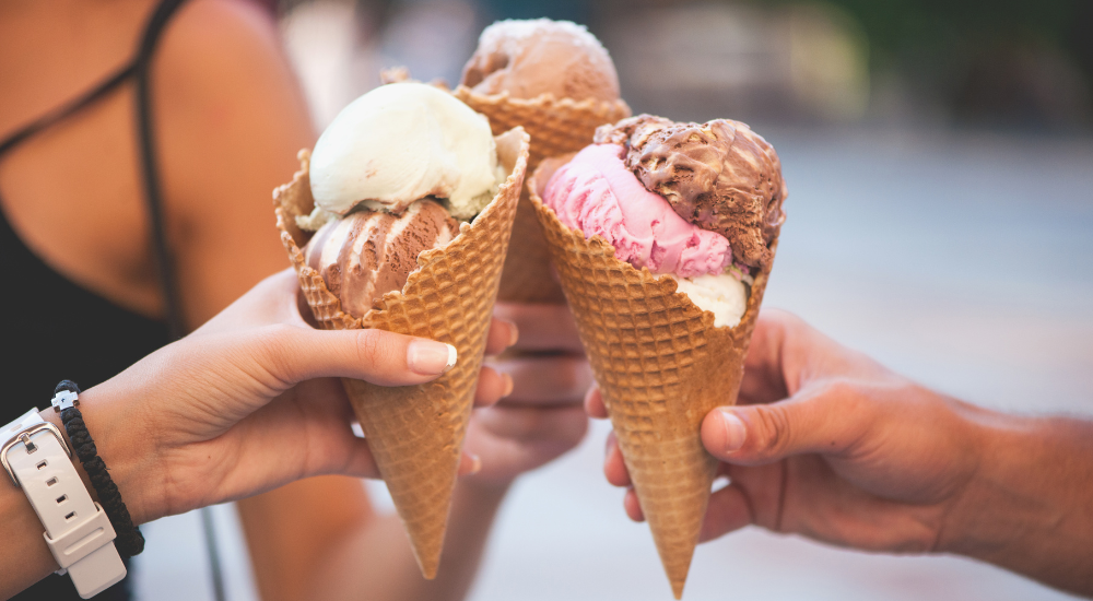 Image of 3 ice cream cones