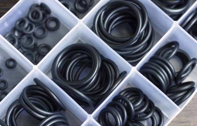 An assortment of rubber grommets made with rubber additives