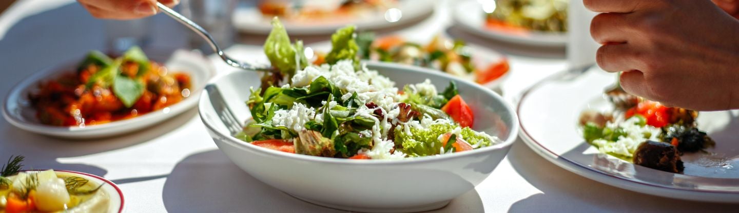 Bowls of food on a table