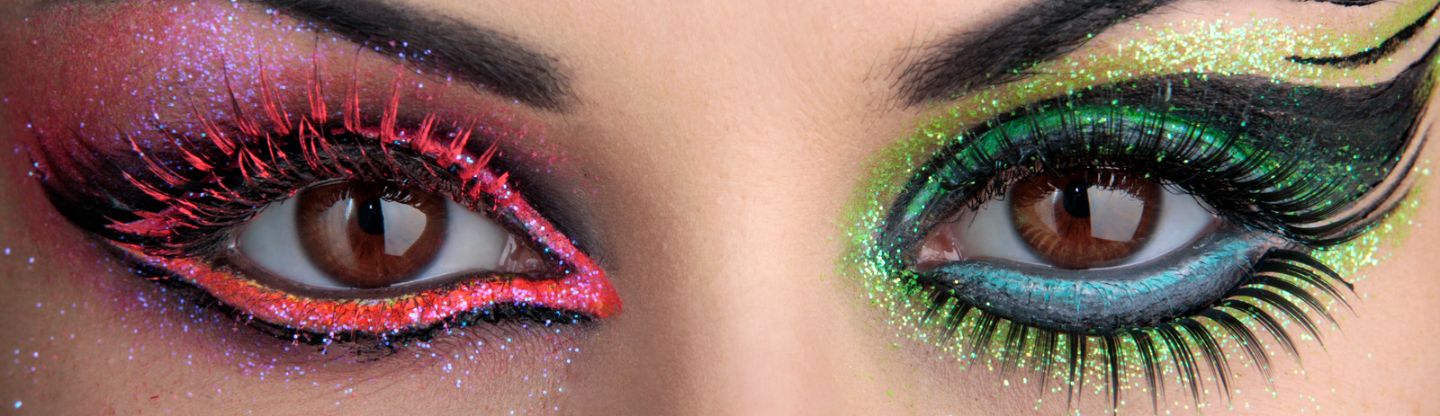 Woman's eyes with bright makeup