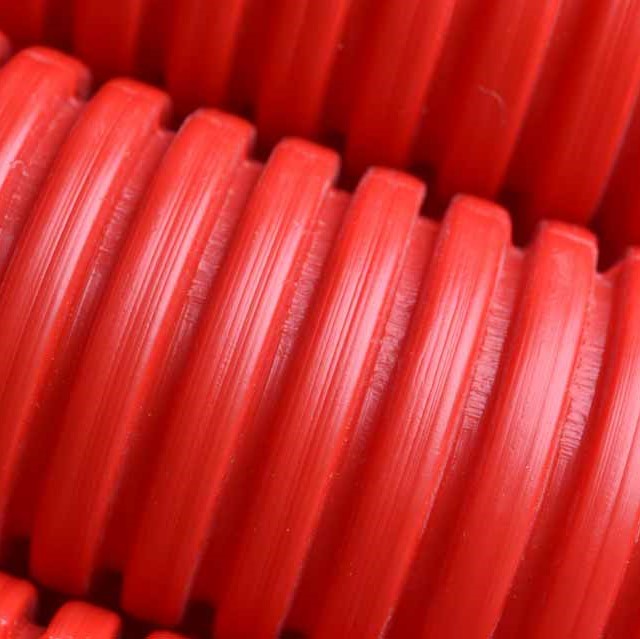 Red plastic corrugated pipe